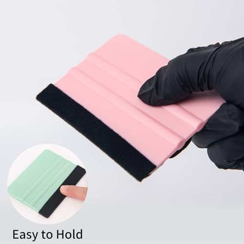 AMZDEPOT 2 Pcs Felt Edge Squeegee 4 Inch Teal and Pink - Image 5
