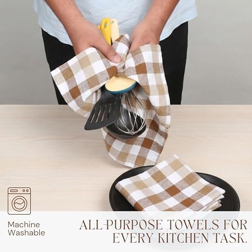 Checked Dish Towels 4 Pack, 18x26 Inches, Quick Dry Towels - Image 3