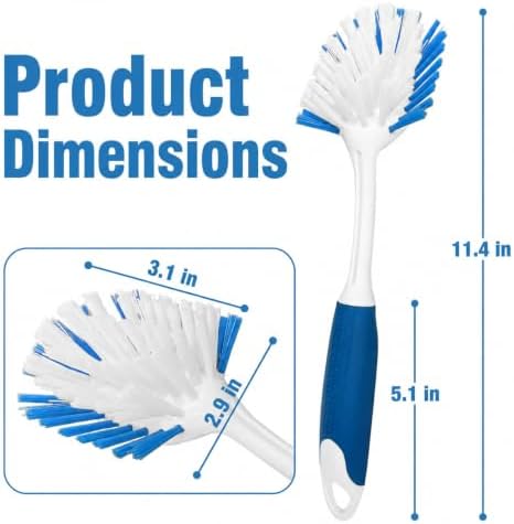2-Pack Dish Brushes with Scraper, Durable Nylon Bristles Kitchen Scrub Brush - Image 7