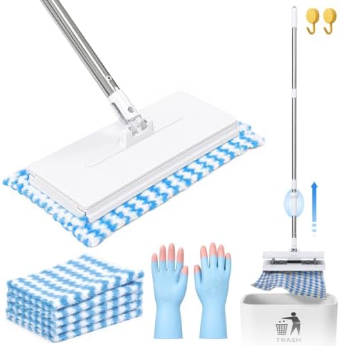 Hands Free Flat Mop with 5 Reusable Microfiber Pads, 49.2" Extra Long Handle & by Unknown