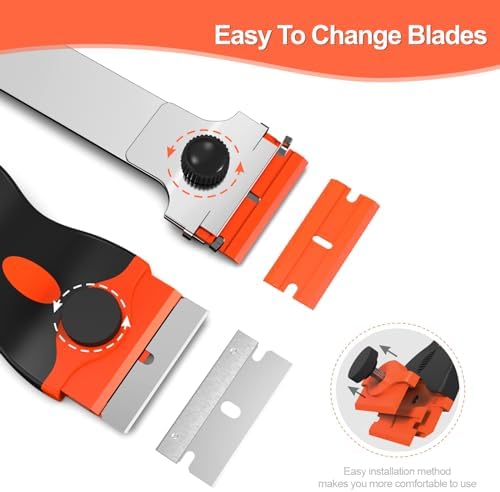 Ywmoml 3 Pack Razor Blade Scraper Set, Includes 30 Plastic & 30 Metal Blades - Image 4