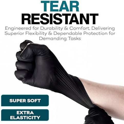 Disposable Black Nitrile Gloves Medium 100 Count - Image 3