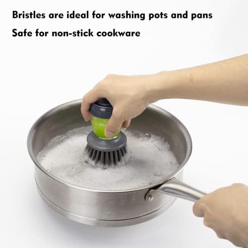 DAPOWER Dish Brush with Soap Dispenser, Kitchen Scrub Brush - Image 4