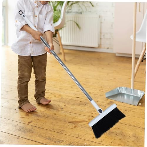 White Broom and Dustpan Set, 36.7 Inch Stainless Steel Handle - Image 6