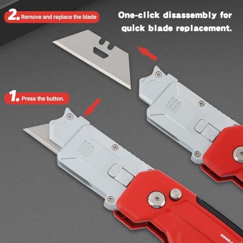 2 In 1 Folding Scraper Utility Knife, 3 Blades, Quick-Change - Image 7