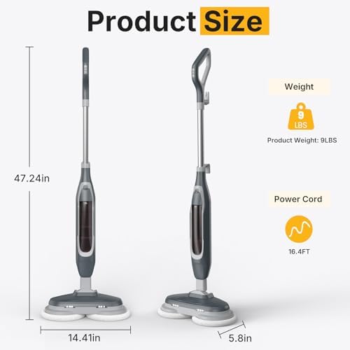 NEWBULIG Scrubbing Steam Mop, Spin Steam Mops - Image 2