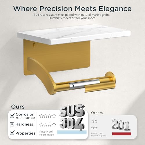FORIOUS Natural Marble Toilet Paper Holder - Image 3