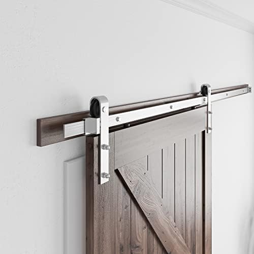 SMARTSTANDARD 7 Feet Brushed Nickel Barn Hardware Kit, Fit 42" W Door - Image 4