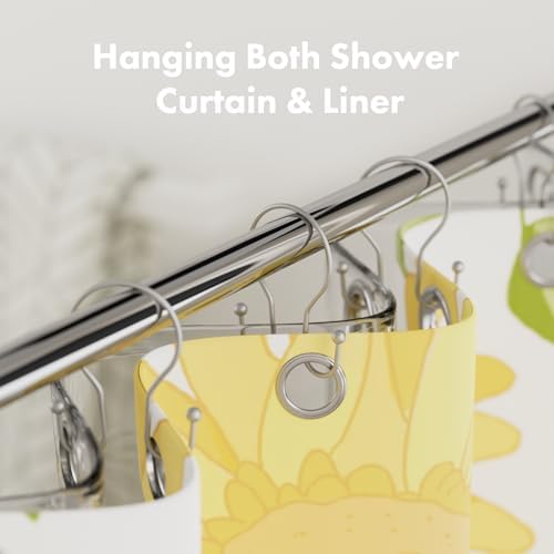 AmazerBath Silver Shower Curtain Hooks, Shower Curtain Rings, Simple Double - Image 3