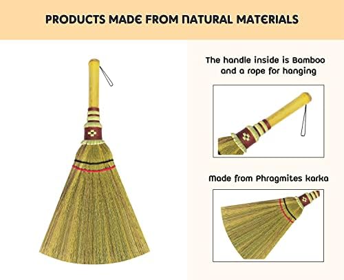 Handmade, Natural Grass Asian, Whisk Broom Thai, Handle Bamboo, Soft Brush Mini - Image 4