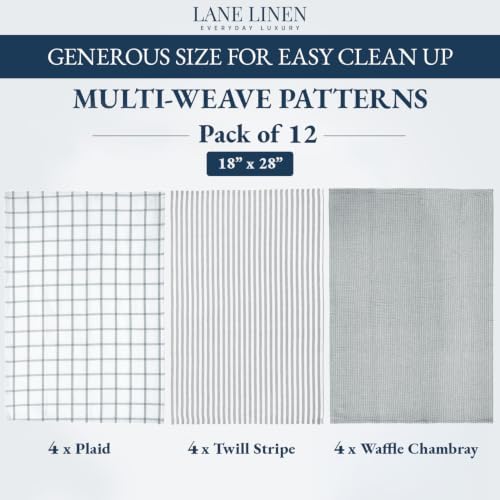 LANE LINEN Kitchen Towels Set 100% Cotton Soft & Absorbent 12 Pack - Image 3