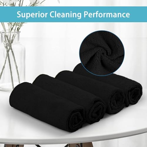 HOMEXCEL Black Cleaning Rags 5 Pack, Highly Absorbent Microfiber Cleaning Cloth - Image 3