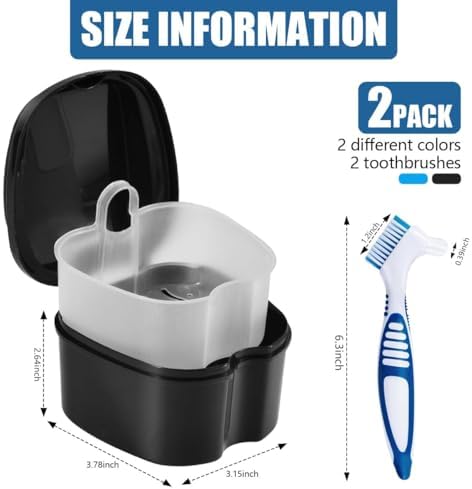 KISEER 2 Pack Denture Bath Case Cup Box Holder Storage Container - Image 2