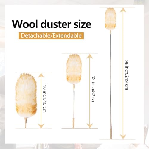 Lambswool Extendable Duster 32-98 Inch, Anti-Static Flexible Head, Stainless - Image 2