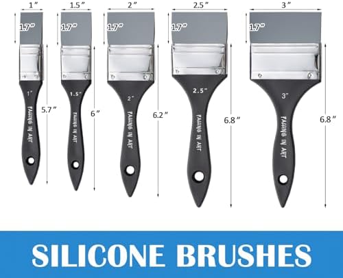 Falling in Art 5Pcs Silicone Paint Brush Set, Flat Shaped Painting Tool - Image 2