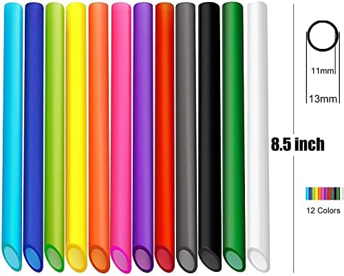 ALINK 12 Pcs Reusable Boba Straws, 8.5-inch Smoothie Straws - Image 2