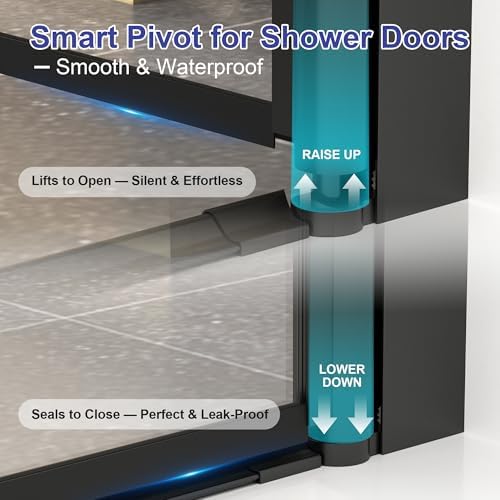 28"-30" W x 72" H Frameless Pivot Shower Door Matte Black - Image 5