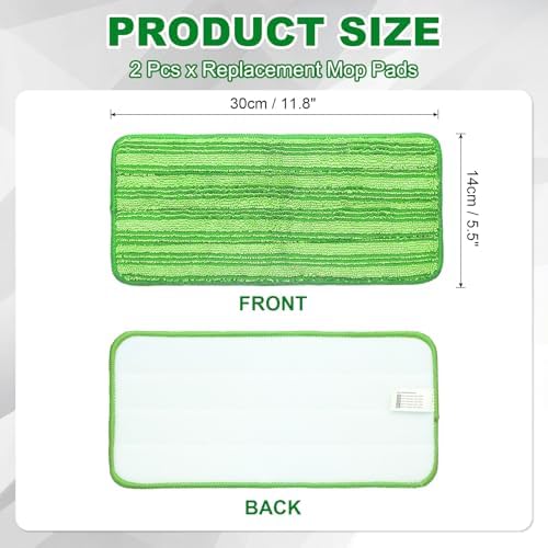 uxcell 2Pcs Microfiber Mop Pads, 11.8x5.5 Reusable Replacement Flat Mop Pads - Image 2