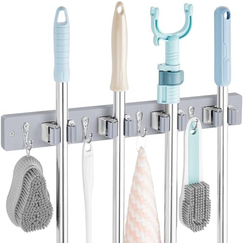 OUTNILI Gray Mop Broom Holder Wall Mount by OUTNILI