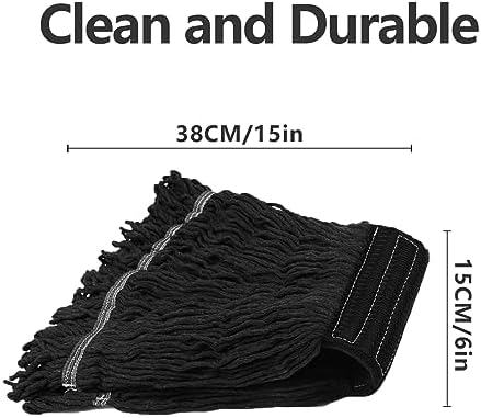 3 Pack Commercial Heavy Duty Black Cotton Loop Mop Head Refill - Image 2
