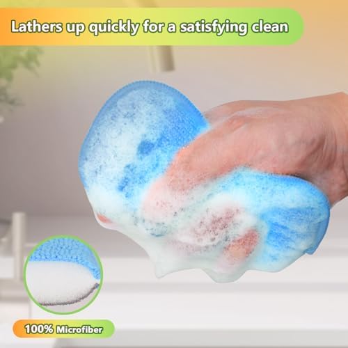GLIMGLINT 12 Pack Dish Sponges Kitchen, Non-Scratch Microfiber Sponges - Image 5
