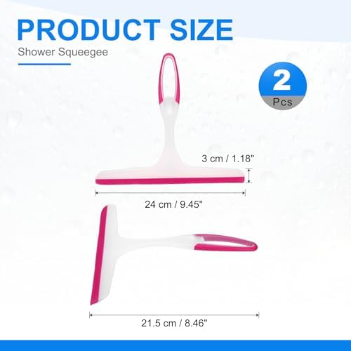 uxcell 2 Pcs Shower Squeegee Glass Doors Mirrors 10" Silicone Window Red - Image 2