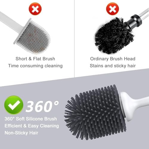 Lefree 2 Pack Silicone Toilet Bowl Brush and Holder Set - Image 5