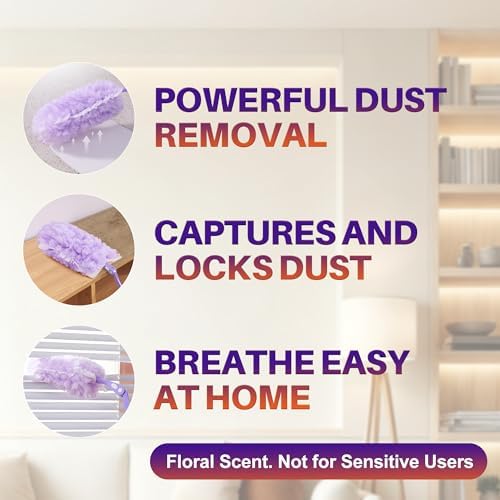 JOYMOOP Scented Telescopic Duster kit, 3FT Extendable Handle + 24 Purple Refills - Image 3