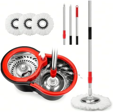 Spin Mop and Bucket Set, 360 Rotating Self-Wringing Floor Cleaner by Unknown