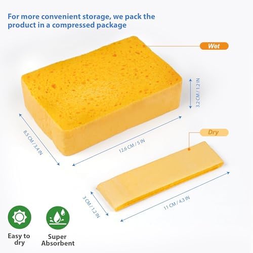 Silkyhose 6PK Compressed Pop-Up Cellulose Sponges, Tear-Resistant & Thick - Image 2