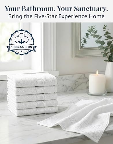 LANE LINEN 6 PC Wash Cloths Bathroom Set -100% Cotton Highly Absorbent - Image 5