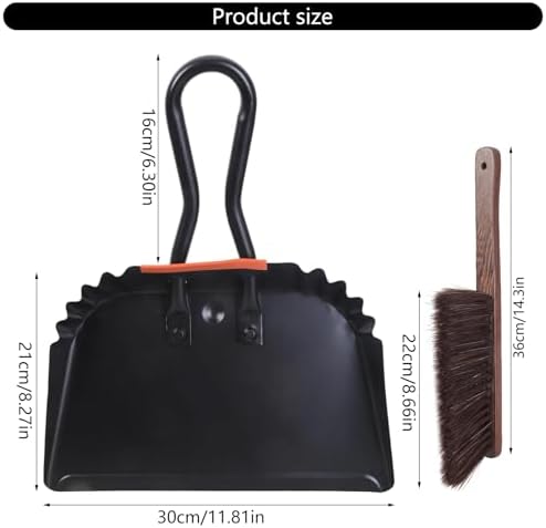 Metal Large Heavy Duty Dustpan and Broom Brush Set Handheld Tool Kits - Image 3