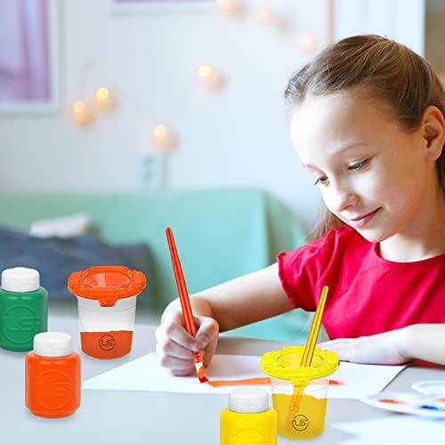 Paint Cups with Lids for Kids 10 No Spill Paint Containers, Paintbrushes - Image 6