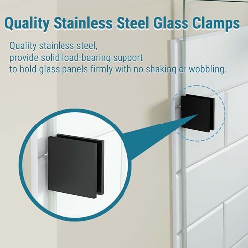 Sunrosa 32"x78" Shower Glass Panel Half Wall, Matte Black, 8mm Thick - Image 6