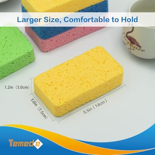 Temede Large Cellulose Sponges, Thick Absorbent Kitchen Sponges - Image 2