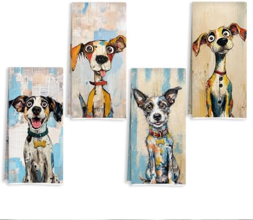 Whimsical Dog Kitchen Towels Set by Unknown