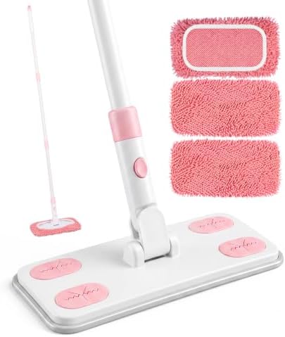 Sweeper Mop System with 3 Reusable Microfiber Mop Pads by ZHAYAO