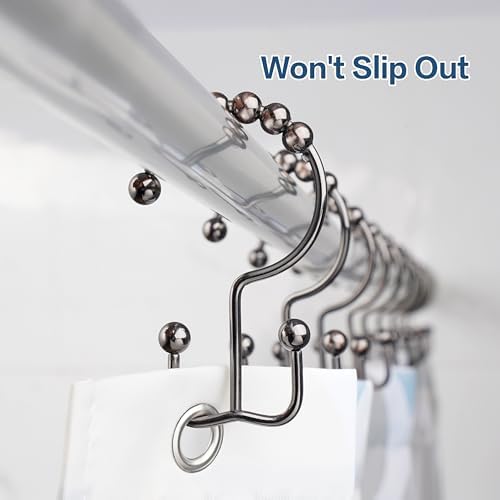 DAWNER Shower Curtain Hooks Rings, Rust Proof Hooks, Metal Easy Glide Double - Image 7