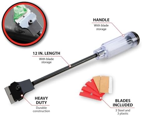 Performance Tool W233 12 in. Long Reach Razor Blade Scraper - Image 2