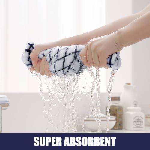 Homaxy Premium Kitchen Towels, Check Design, Dusty Blue - Image 4