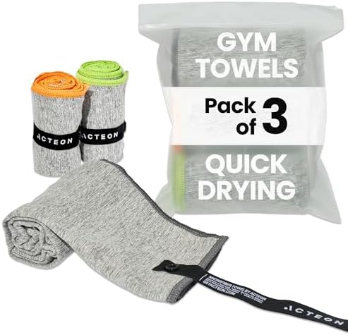 Acteon Microfiber Quick Dry Gym Towel, Working Out Travel Towels – 3 Pack by Acteon