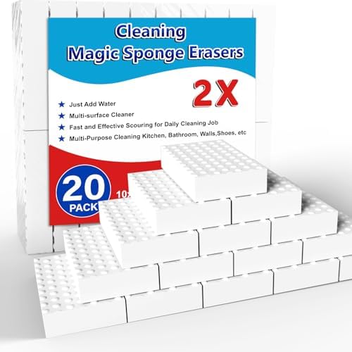 SmilinFit Magic Sponge Erasers, 20 Pack 2X Density Stronger Melamine Sponge by SmilinFit