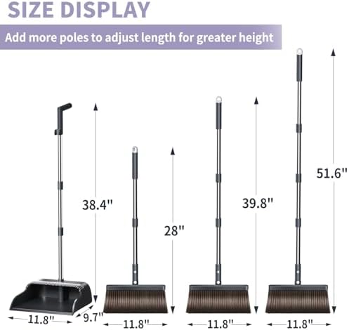 Broom and Dustpan Set, 51.6" Long Handle Broom - Image 6