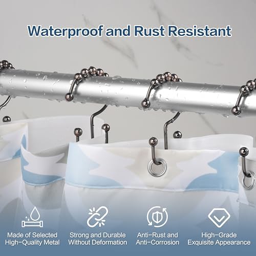 DAWNER Shower Curtain Hooks Rings, Rust Proof Hooks, Metal Easy Glide Double - Image 6
