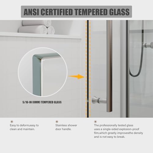 Kullavik 56-60" W x 76" H Frameless Sliding Shower Door, Brushed Nickel - Image 2