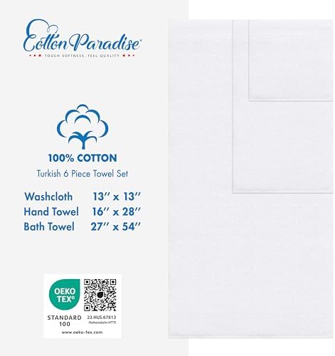 Cotton Paradise 100% Cotton Turkish Towel Set, Soft Absorbent Quick Dry - Image 5