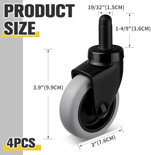3" Mop Bucket Casters Replacement, Non-Marking TPR Castors - Image 2