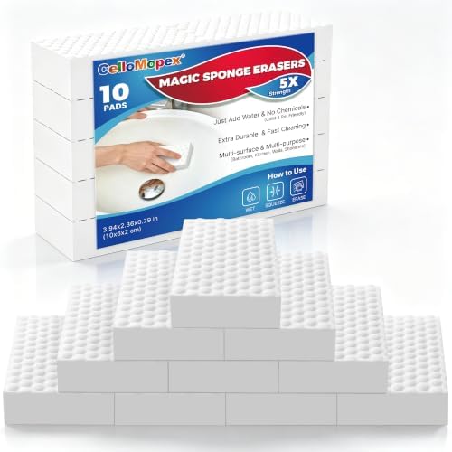 Melamine Sponge Erasers, 10 Pack Extra Dense Magic Sponge Foam Pads by CleanHappyLivePretty