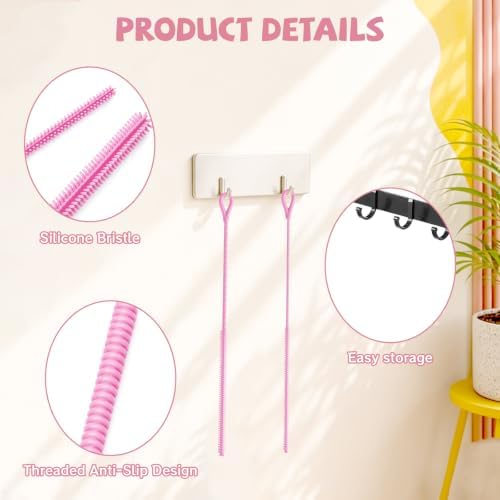 AONEZ Pink Silicone Straw Cleaner Brushes, 2 Pack, 0.24" & 0.35" Sizes - Image 3
