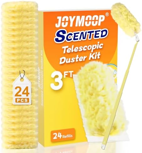 JOYMOOP Scented Telescopic Duster kit, 3FT Extendable Handle + 24 Yellow Refills by JOYMOOP